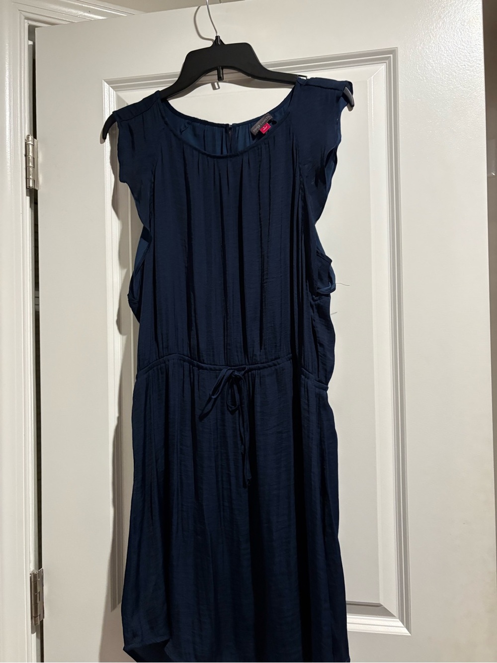 Vince Camuto Navy Pleated Sleeveless Dress